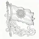 burning white flag tattoo design idea