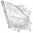 burning white flag tattoo design idea