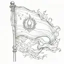 burning white flag tattoo design idea