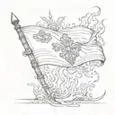 burning white flag tattoo design idea