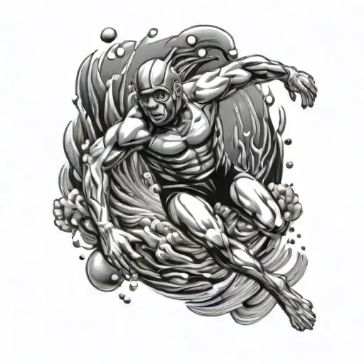 swimmer diving tattoo design idea