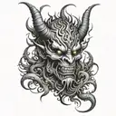 demon for leg tattoo design idea