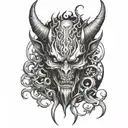 demon for leg tattoo design idea