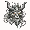 demon for leg tattoo design idea