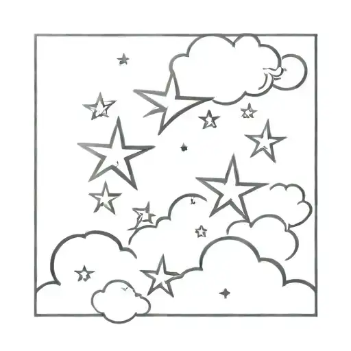 star fish cloud background tattoo design idea