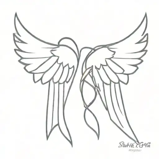 music note angel wings wrapped tattoo design idea
