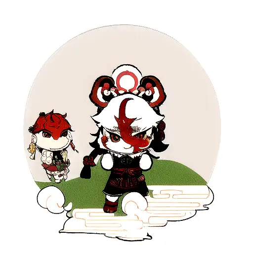 foo dog with samurai tattoo design idea