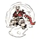 foo dog with samurai tattoo design idea