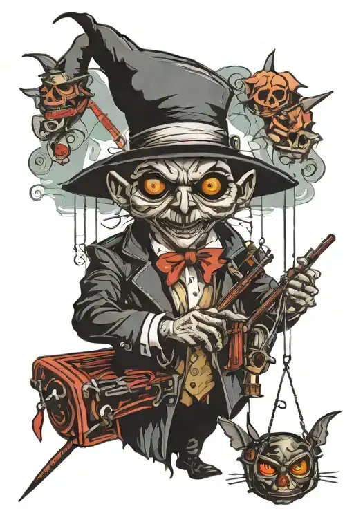 puppet master with strings evil iluminatti tattoo design idea