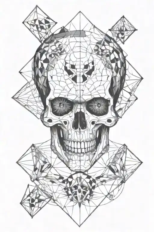skull and alien head tattoo design idea