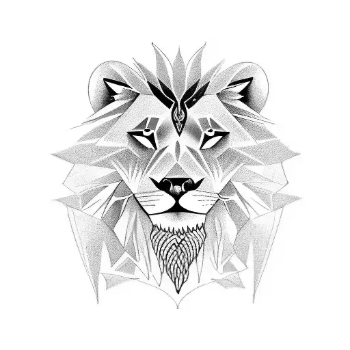 A tattoo design featuring a lion and a wolf intertwined, symbolizing strength and unity in the animal kingdom. tattoo design idea
