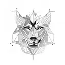 A tattoo design featuring a lion and a wolf intertwined, symbolizing strength and unity in the animal kingdom. tattoo design idea