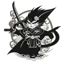 samurai cat tattoo design idea