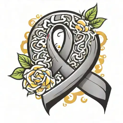 brain cancer ribbon smiley face inside tattoo design idea