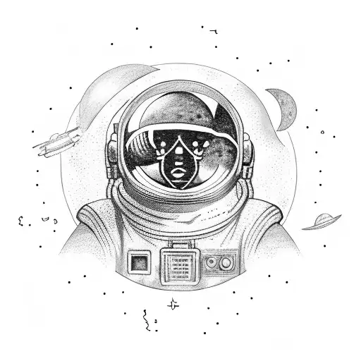 Moon astronaut computor tattoo design idea