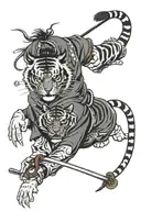 tiger and samurai face tattoo design idea