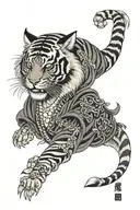 tiger and samurai face tattoo design idea