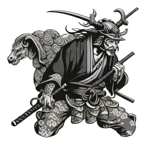 samurai pearls ronin tattoo design idea