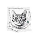 A realistic depiction of a cat sitting on a pile of jewelry with an investment graph in the background tattoo design idea