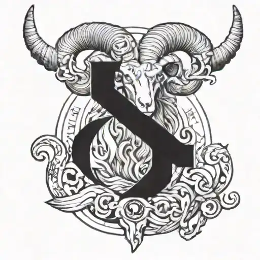 6 loops around forearm also featuring the Aries symbol tattoo design idea