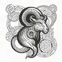 6 loops around forearm also featuring the Aries symbol tattoo design idea