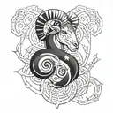 6 loops around forearm also featuring the Aries symbol tattoo design idea