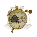 Baby dragon with an analog clock reading 6:05 tattoo design idea