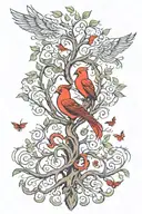 tree of life and firebird tattoo design idea
