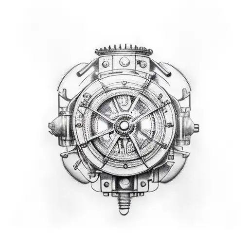 steampunk knee tattoo design idea