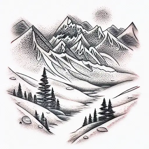 Mountain Scene tattoo design idea