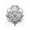 steampunk knee tattoo design idea