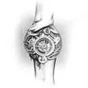 steampunk knee tattoo design idea