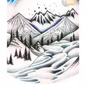 Mountain Scene tattoo design idea