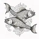 fish can be swimming in opposite directions, one upstream and the other downstream, which represents the ways of life tattoo design idea