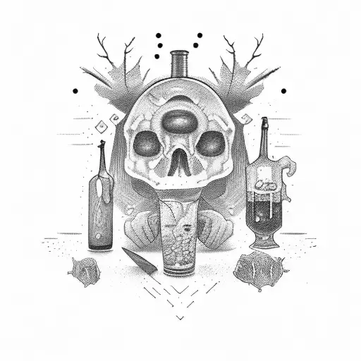 a person living beer and the meat falls tattoo design idea