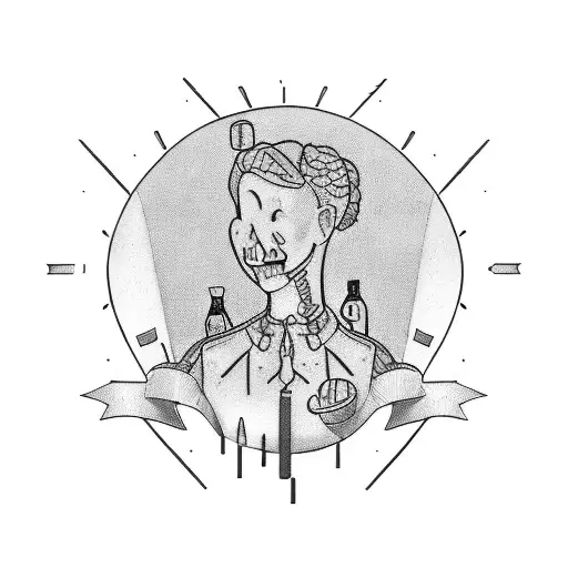 a person living beer and the meat falls tattoo design idea