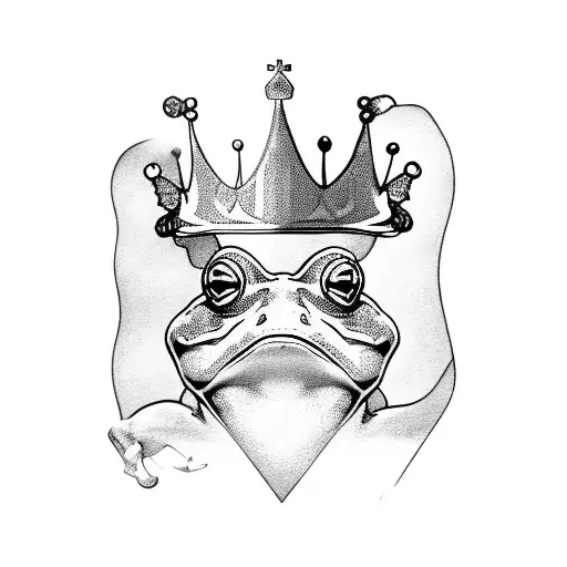 Frog with crown and magic sword tattoo design idea