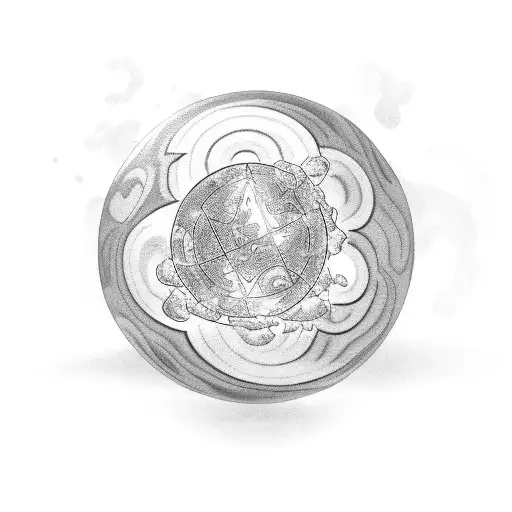 A mythical god holding a glowing orb, representing the power of science and knowledge tattoo design idea
