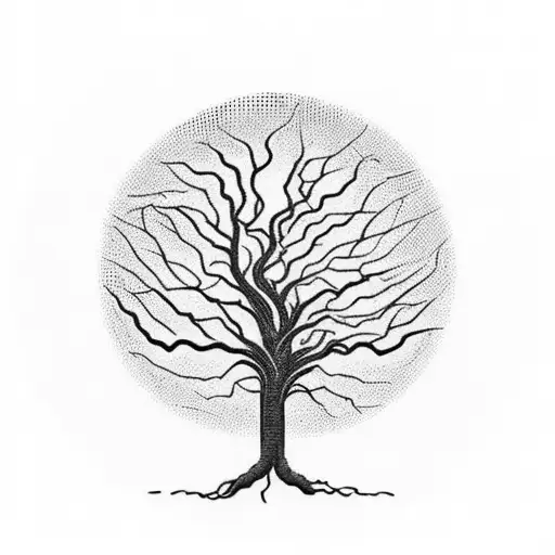 Tree of Life that represents perseverence that is infront of a sunset. tattoo design idea