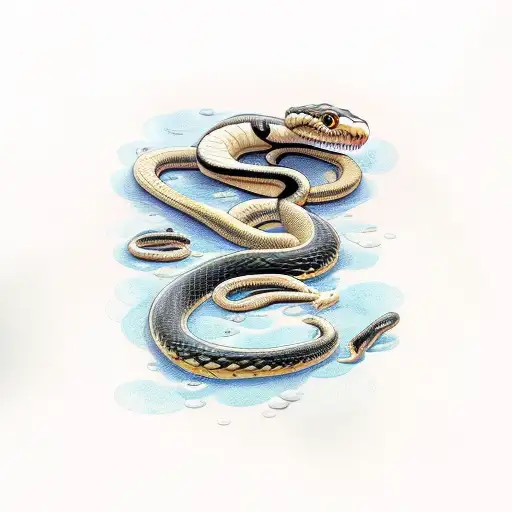 9 Snakes with hazel eyes,  different color skin tattoo design idea