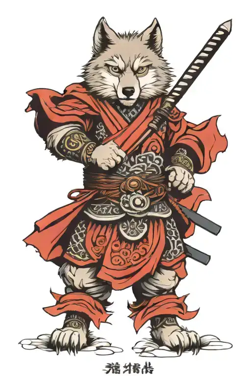 wolf christian samurai tattoo design idea