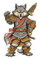 wolf christian samurai tattoo design idea
