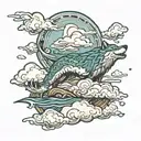 clouds summer sea wolf tribal tattoo tattoo design idea