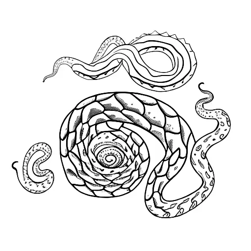 rattlesnake coiled around a cactus tattoo design idea