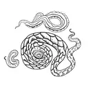 rattlesnake coiled around a cactus tattoo design idea