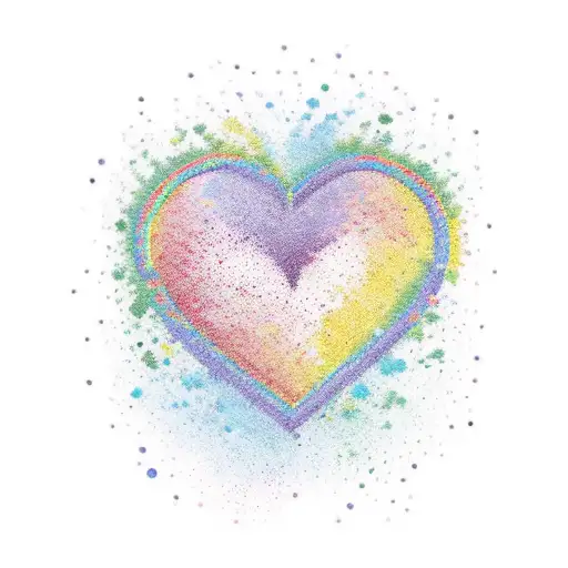 rainbow pride heart with an E tattoo design idea