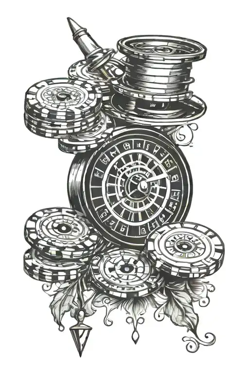 Life is a gamble roulette tattoo design idea