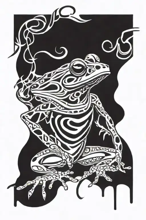 borrican tribal frog smoking tattoo design idea