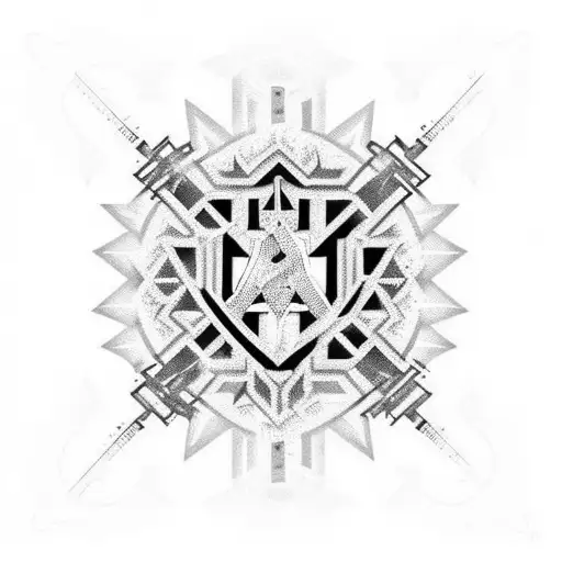 A minimalist black cross with cyber goth elements tattoo design idea