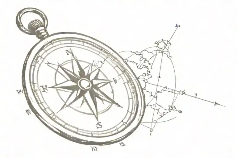 compass with vintage map tattoo design idea